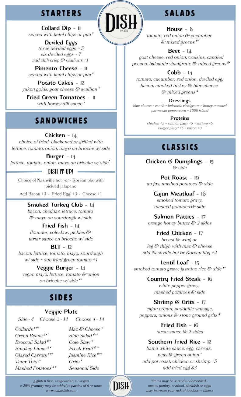 Latest Menu for Dish