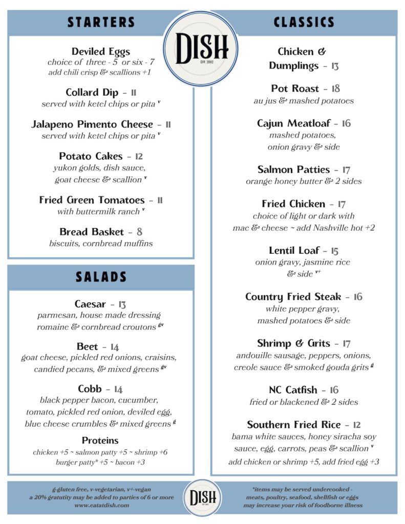 Latest Menu for Dish